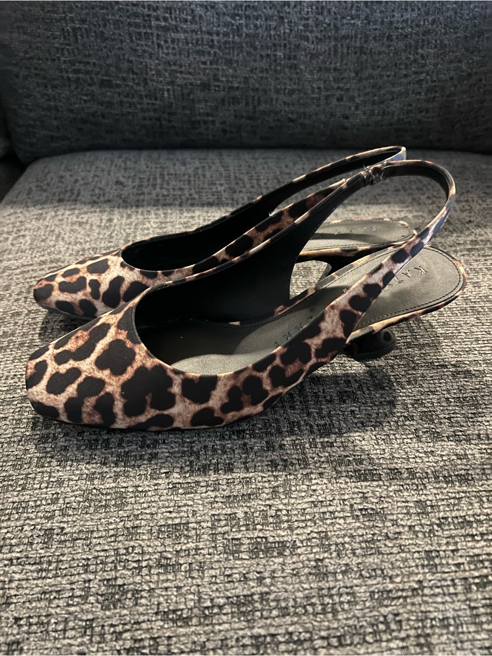 Katy Perry Collections Leopard Print Slingback Heels in Tan and Black